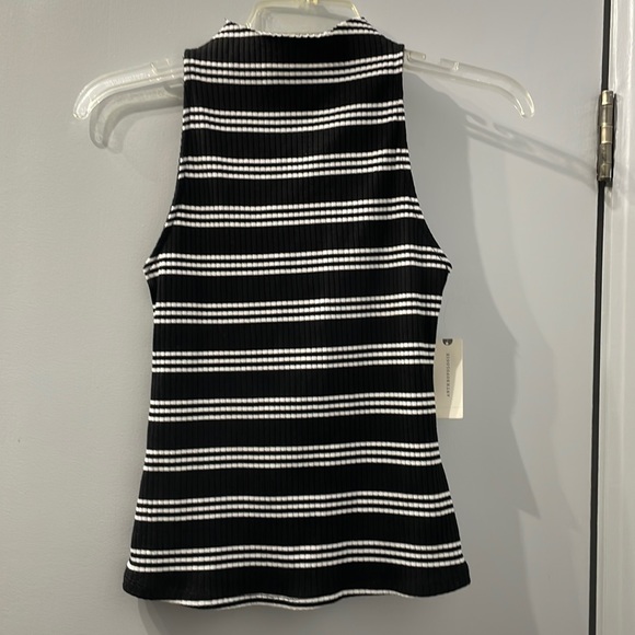 Anthropologie Maeve Mock Neck Tank Size XS Black & White Stripe Sleeveless NWT - Picture 2 of 10